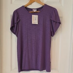 LuLaRoe Olive In Violet Short Sleeve Women's Top Medium New